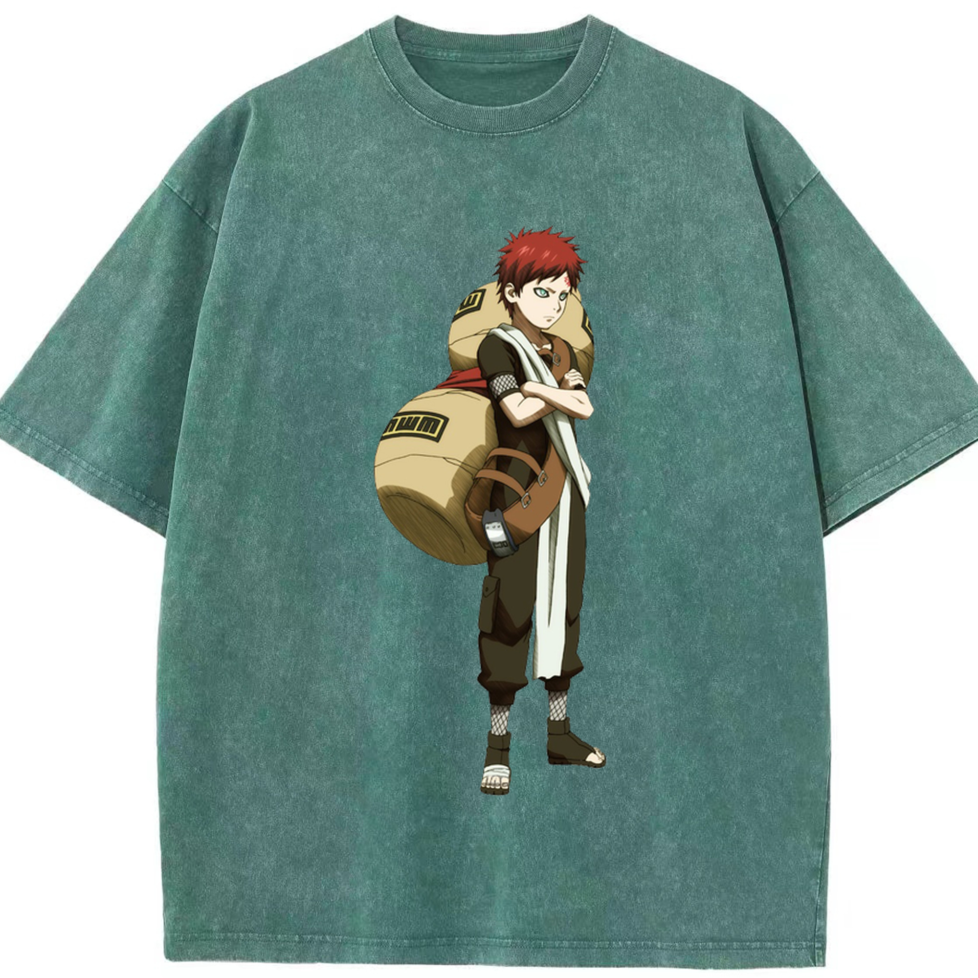 （画像用） NARUTO -ナルト- ガアラ Gaara 綿100% ヴィンテージ風 半袖Tシャツ（フロントプリント）